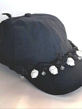 Skulls Crystals Sparkle Sheer Hat Band Necklace Belt Bride Punk Unisex Goth OOAK